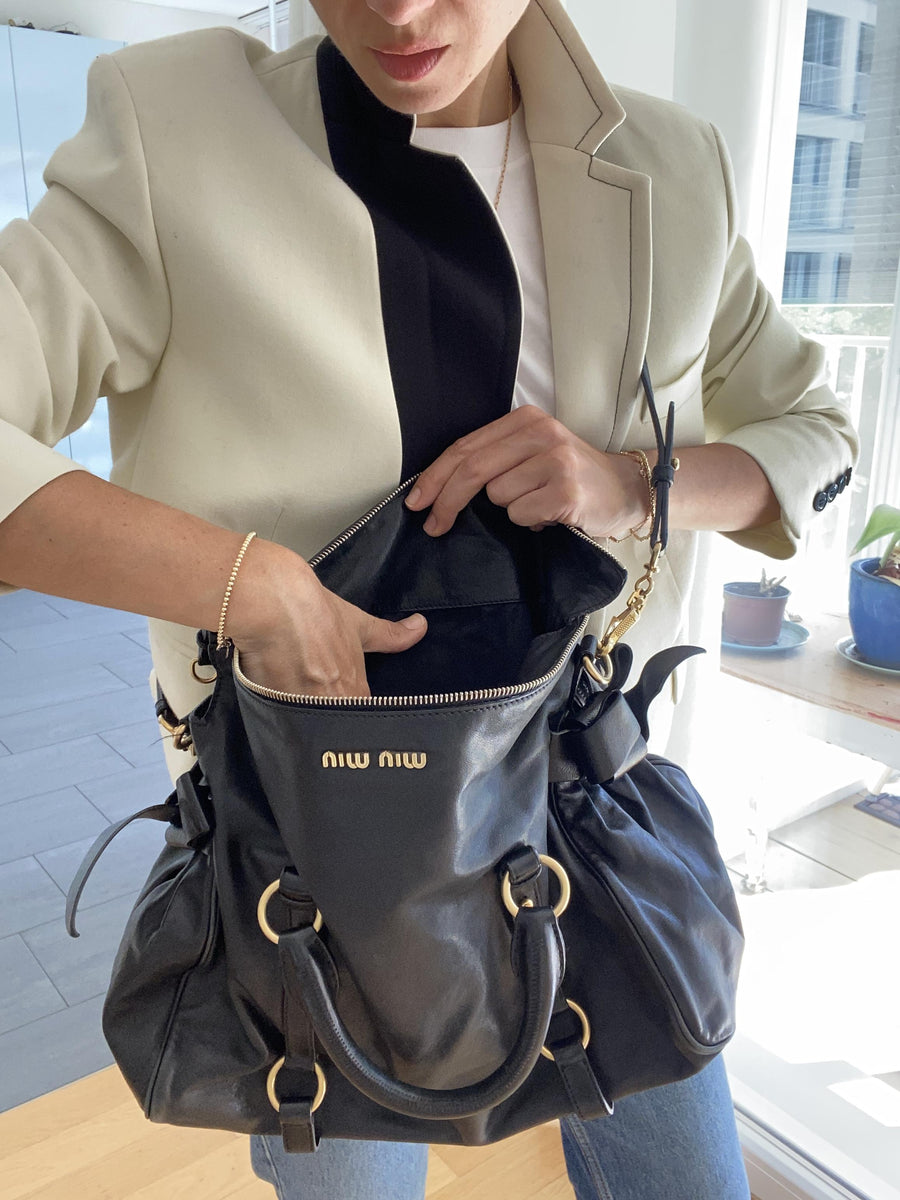 Miu Miu Vitello Lux Large Bow Bag