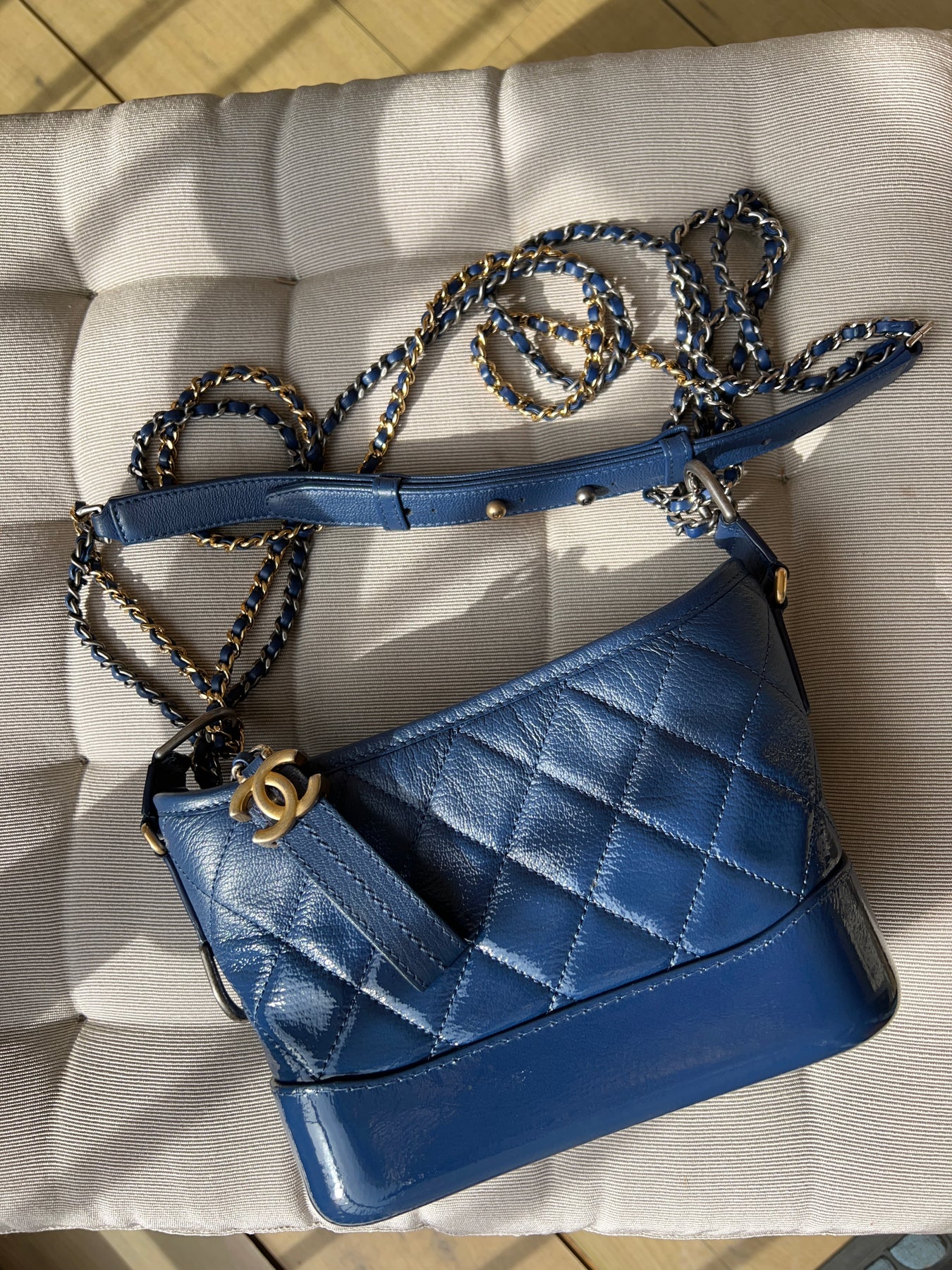 Chanel Blue/Black Sequin and Leather Small Gabrielle Hobo Bag - Yoogi's  Closet